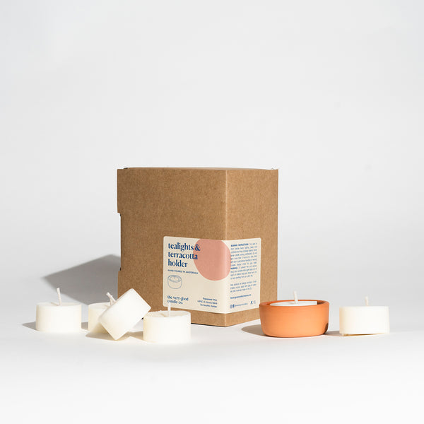 SADE Tealights & Terracotta Tealight Holder